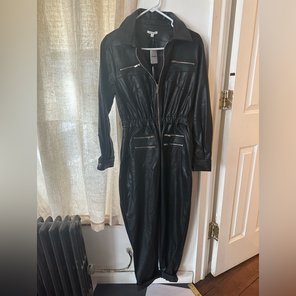 WeWoreWhat Faux Leather Jumpsuit